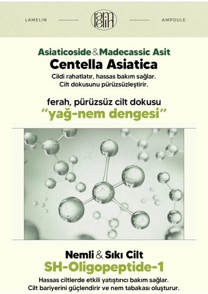 Centella Asiatica Içeren Yatıştırıcı ve Onarıcı Bakım Serumu Lamelin Cica Ampoule