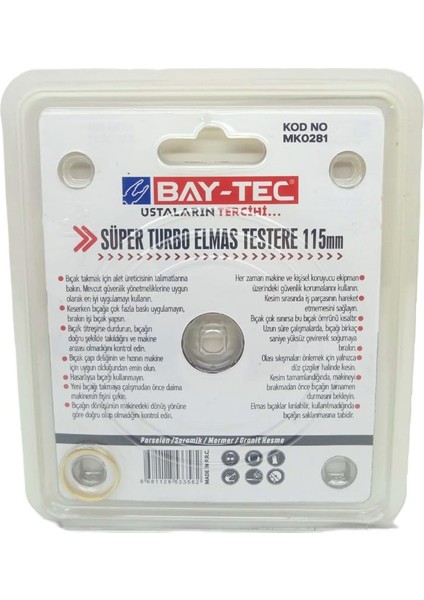 MK0281 Süper Turbo Elmas Testere 115 mm