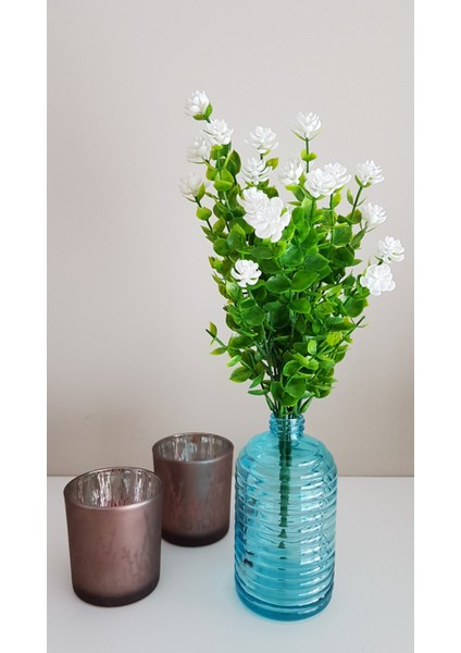 Yapay Okaliptus Bitkisi Gül Çiçekli 35 cm