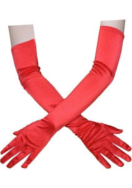 Kırmızı Saten Abiye Eldiveni modelleri