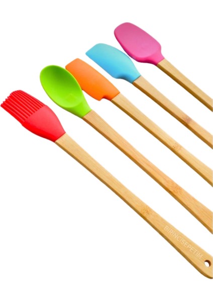 5'li Mini Bambu Spatula Seti | Renkli | ESSU70