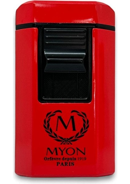 Myon Pyramid 4 Pürmüz Alev Kesicili Sehpa Puro Çakmağı Kırmızı