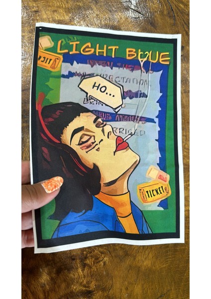 Light Blue Yazılı Kız Görselli Arma Dikiş Giyim Aplikee 26X19 cm