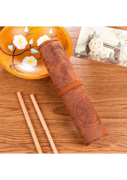 Desenli Kalem Çantası - Kahverengi (Yurt Dışından)