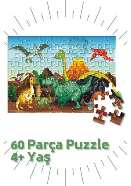 Bonkido 60 Parça 4+Yaş Puzzle "dinozorlar" Puzzle Ebat 34X48CM BON8125