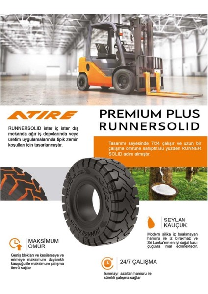 18X7-8 (180/70-8) Runner Solid Segmanlı Dolgu Forklift Lastiği