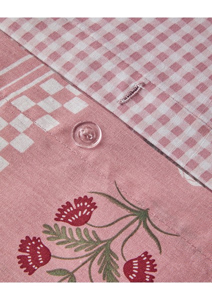 English Home Retro Flower Pamuklu Çift Kişilik Nevresim Seti 200X220 cm Pembe