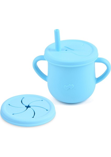 Kapaklı Vakumlu Silikon Beslenme Seti / Mavi