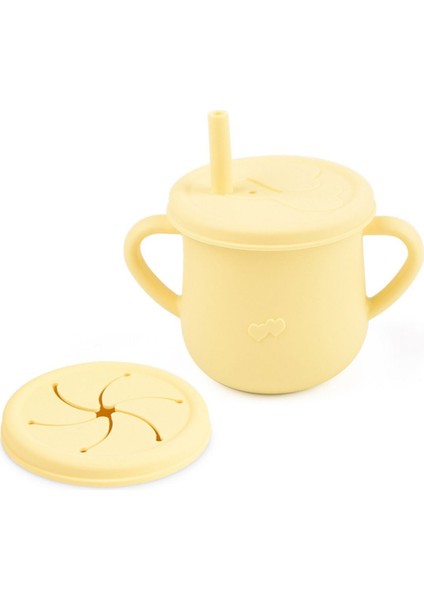 Kapaklı Vakumlu Silikon Beslenme Seti / Sarı Renk