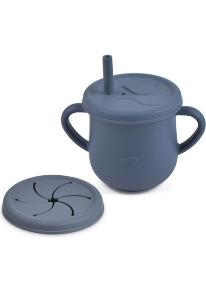 Kapaklı, Vakumlu Silikon Beslenme Seti / Lacivert Renk indirimleri