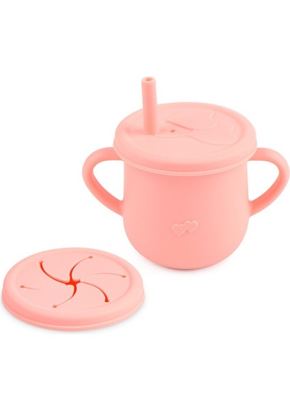 Kapaklı Vakumlu Silikon Beslenme Seti / Pembe