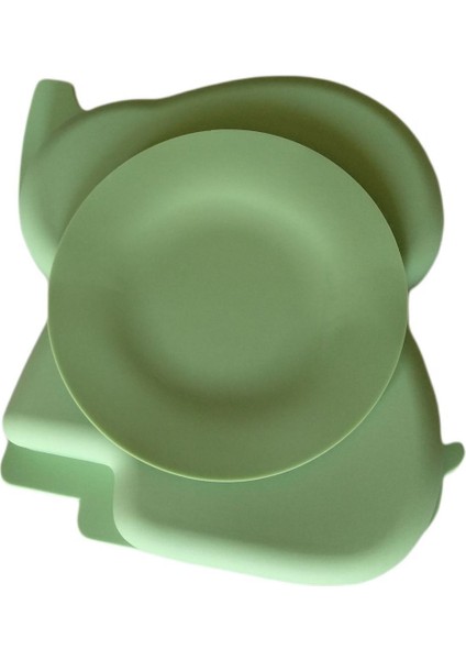 Silikon Beslenme Seti / Fil Figürlü Vakumlu Silikon Mama Tabağı, Kase, Bardak, Çatal, Kaşık, Pipet, Emzik Kılıfı, Önlük, Paslanmaz Çelik Çatal-Kaşık ve Saklama Kutusu - Yeşil modelleri