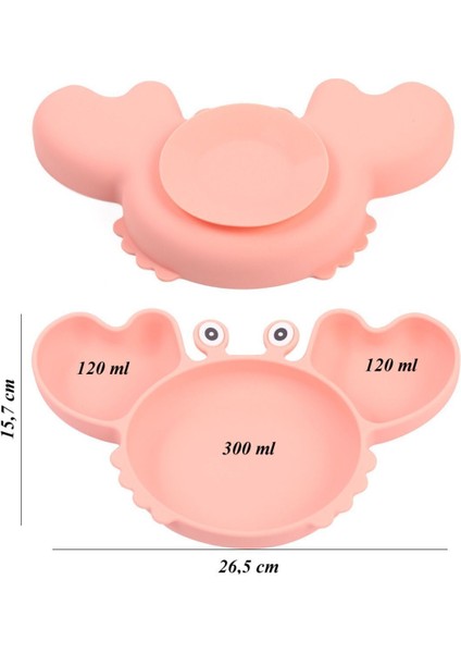 Yengeç Tasarımlı Vakumlu Silikon Beslenme Seti / Pembe modelleri