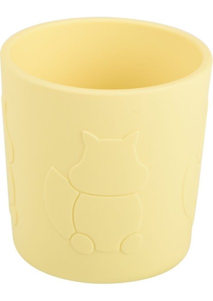 Silikon Beslenme Seti / Yengeç Figürlü Mama Tabağı, Kapaklı Kase, Pipet, Çatal, Kaşık, Bardak, Önlük, Emzik Kılıfı, Paslanmaz Çelik Çatal-Kaşık / Sarı