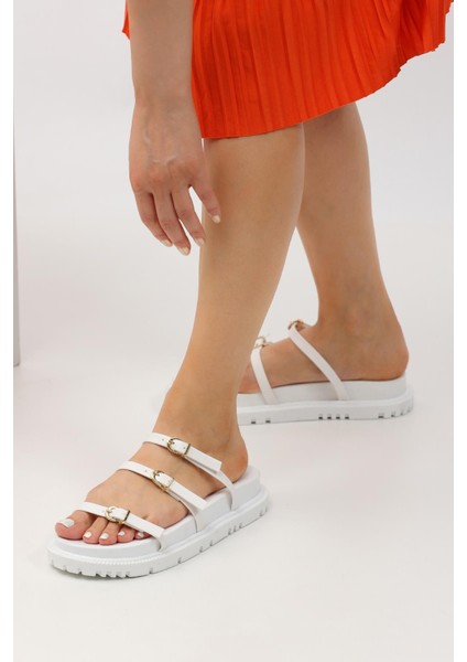 Moda Onn Üç Band Gold Tokalı Rahat Taban Terlik fırsatları