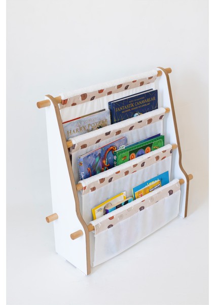 Montessori Çocuk, Kreş Kitaplığı - 3 Bölmeli Beyaz Kitaplık Urcın fırsatları