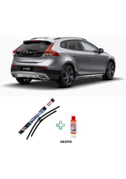 Volvo V40 Cross Country Silecek (2013-2019) Bosch Aerotwin Serisi Silecek Takımı + Cam Şampuanı Hediyeli