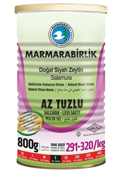 Az Tuzlu Siyah Zeytin 800 gr x 6 Adet