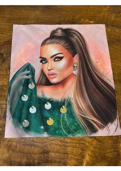 Zirkon Taş Küpeli Boncuk Pul Payet Işlemeli Kız Arma Dikiş Aplike 23X19 cm