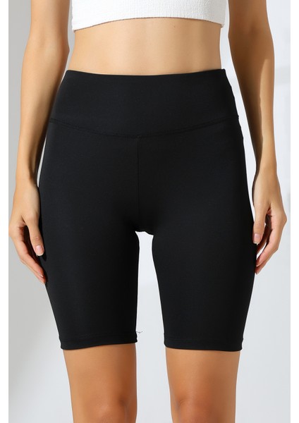 Yüksek Bel Toparlayıcı Spor Şort Tayt 21838 Siyah fiyatları