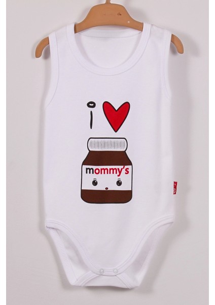 Yeni Doğan 3-6-9-12 Ay Mommy's Cikolata Desenli Askılı Body Beyaz modelleri