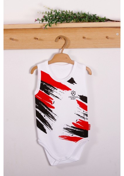 Yeni Doğan 3-6-9-12 Ay Bjk Şampiyon Desenli Askılı Body Beyaz