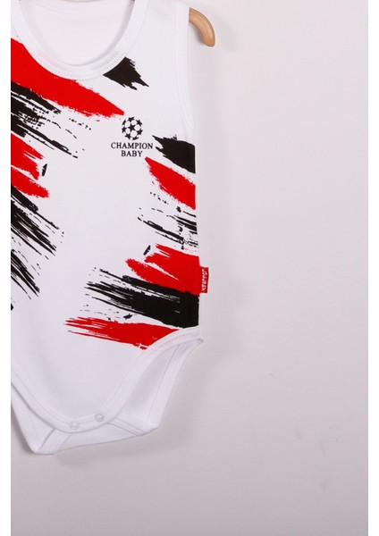 Yeni Doğan 3-6-9-12 Ay Bjk Şampiyon Desenli Askılı Body Beyaz