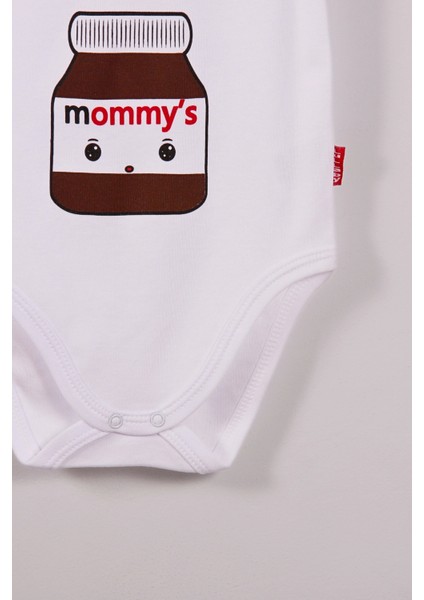 Yeni Doğan 3-6-9-12 Ay Daddy's Cikolata Desenli Askılı Body Beyaz fiyatları
