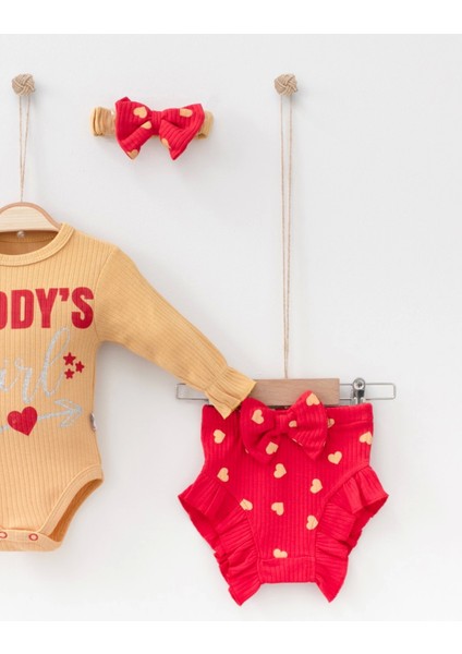 3-6 Ay Kız Bebek Takımı Daddy's Girl Bandanalı Hardal fiyatları