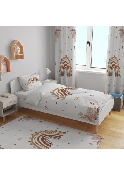 Kahverengi Ton Gökkuşağı Çocuk Odası Halısı