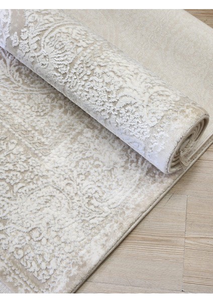Vanessa 06150d Krem Bej Klasik Göbekli Yün Halı