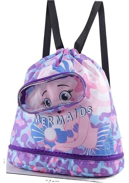 Büyük Kapasiteli Sırt Çantası Saklama Çantası Plaj Işın Ağız Seyahat Çantası (Yurt Dışından)