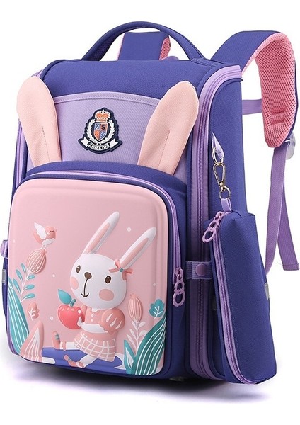 Öğrenci Okul Çantası Askılı Düz Renk Karikatür - Açık Mor (Yurt Dışından)