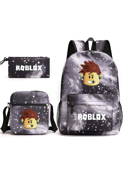 Roblox Oyunu Erkek ve Kadın Sırt Çantası Öğrenci Okul Çantası Küçük Omuz Çantası Kalem Çantası Üç Parçalı Set (Yurt Dışından)