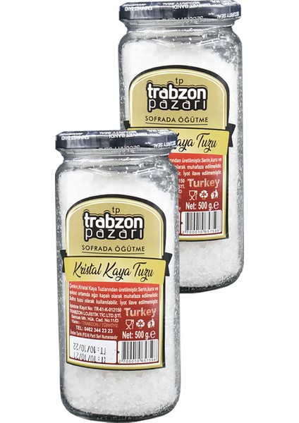 Trabzon Pazarı Doğal Refinesiz, Iyotsuz Öğütülmüş Kristal Kaya Tuzu 2x500 gr