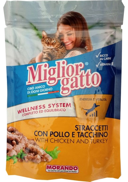 Miglior Gatto Tavuk & Hindi Parçalı Pouch 100GR. 24'lü