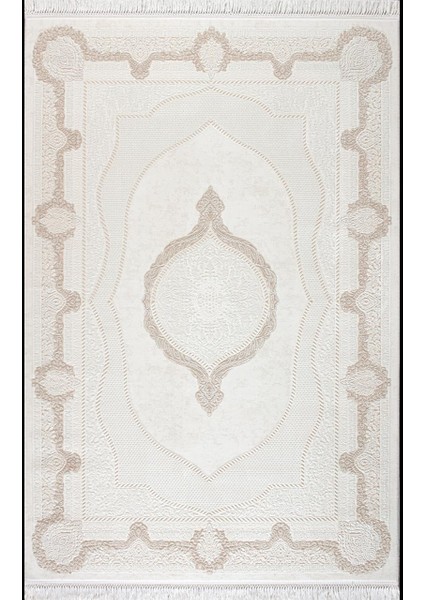 Vanessa 03080a Krem Bej Klasik Göbekli Yün Halı