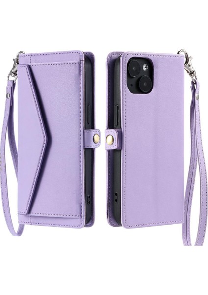 Cüzdan Crossbody Kılıf IPhone 14 Artı Fermuar Faturaları Yuvası Cüzdan Kılıf Için (Yurt Dışından)