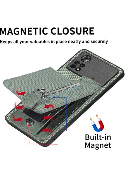 Xiaomi Poco X4 Pro 5g Cüzdan Manyetik Araç Montaj Crad Yuvası Fermuar (Yurt Dışından) fırsatları