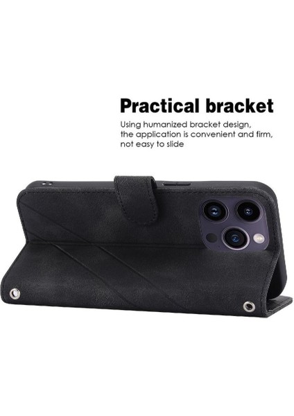 IPhone 16 Için Filp Durumda Pro Max Kickstand Bilek Kayışı El Cüzdan Kredi (Yurt Dışından)