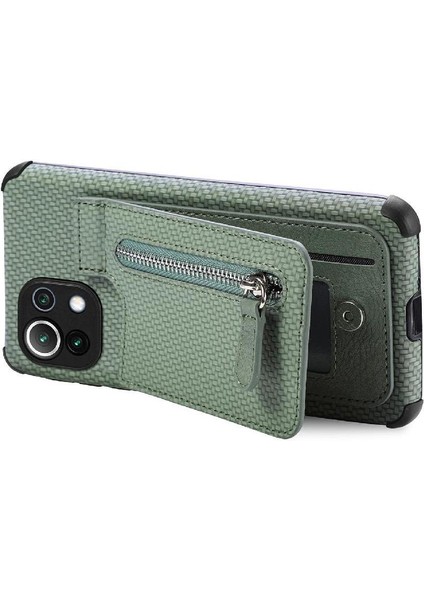 Xiaomi 11 Lite Için Kılıf Standı Crad Yuvası Cüzdan Manyetik Araç Montaj Fermuar (Yurt Dışından) modelleri