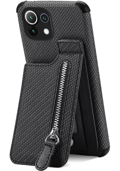 Xiaomi 11 Lite Için Kılıf Standı Crad Yuvası Cüzdan Manyetik Araç Montaj Fermuar (Yurt Dışından)