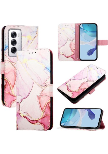 Oppo Oppo 12 5g Kickstand Pu Deri Mermer Desen Cüzdan Için Kılıf (Yurt Dışından) indirimleri