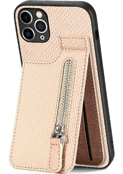 IPhone 11 Için Kılıf Pro Cüzdan Crad Yuvası Standı Fermuar Manyetik Araç Montaj (Yurt Dışından)
