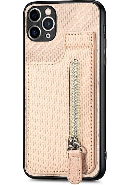 IPhone 11 Için Kılıf Pro Cüzdan Crad Yuvası Standı Fermuar Manyetik Araç Montaj (Yurt Dışından)