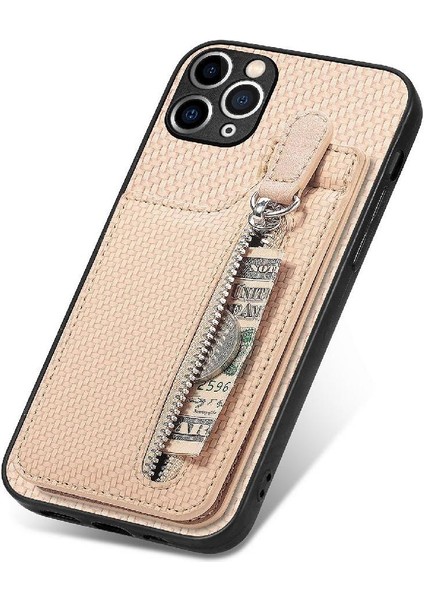 IPhone 11 Için Kılıf Pro Cüzdan Crad Yuvası Standı Fermuar Manyetik Araç Montaj (Yurt Dışından)