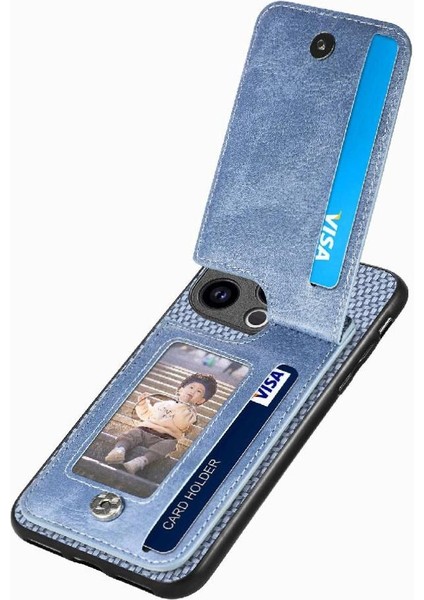 IPhone 15 Için Kılıf Pro Max Crad Yuvası Manyetik Araç Montaj Cüzdan Standı Fermuar (Yurt Dışından)