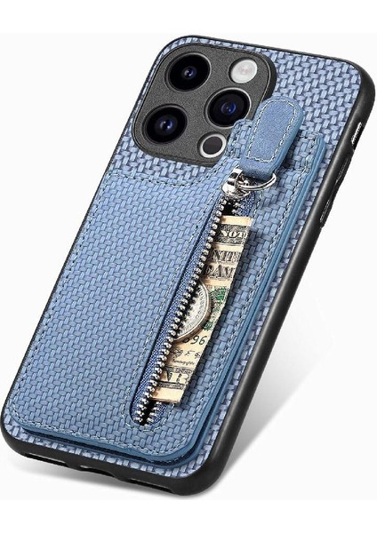 IPhone 15 Için Kılıf Pro Max Crad Yuvası Manyetik Araç Montaj Cüzdan Standı Fermuar (Yurt Dışından)