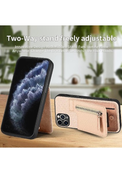 IPhone 11 Için Kılıf Pro Max Standı Crad Yuvası Fermuar Cüzdan Manyetik Araç Montaj (Yurt Dışından)
