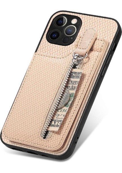 IPhone 12 Için Kılıf Pro Max Standı Manyetik Araç Montaj Fermuar Cüzdan Crad Yuvası (Yurt Dışından)